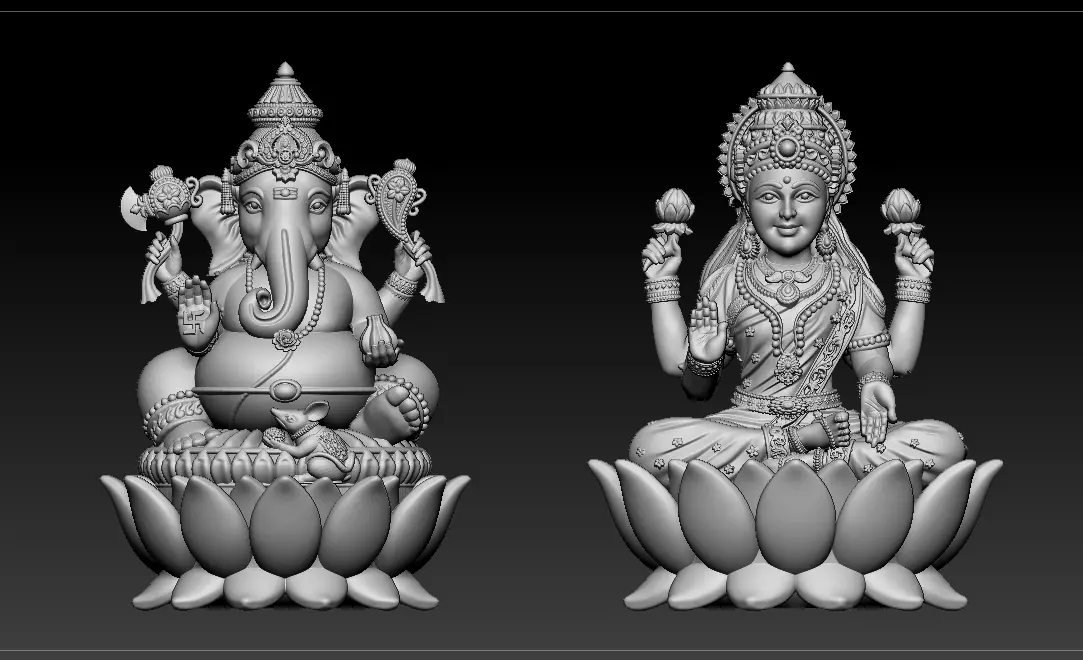Lakshmi Ganesh set3 Artwork 3D print model_1