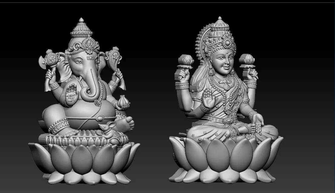 Lakshmi Ganesh set3 Artwork 3D print model_3