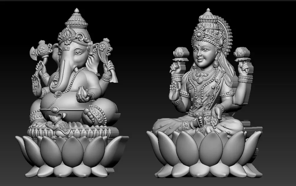Lakshmi Ganesh set3 Artwork 3D print model_17