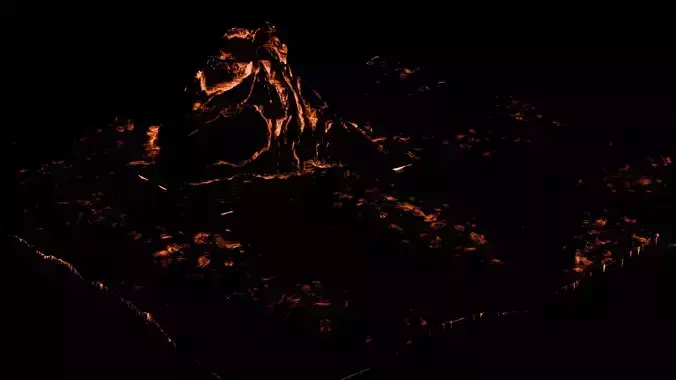 Volcanic Mountain Terrain  Game Ready 3D Model