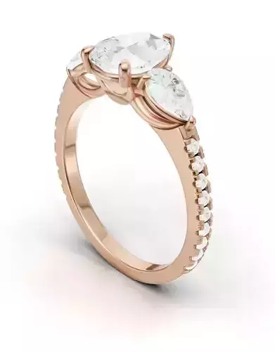 Pear-Cut Diamond Trio Ring