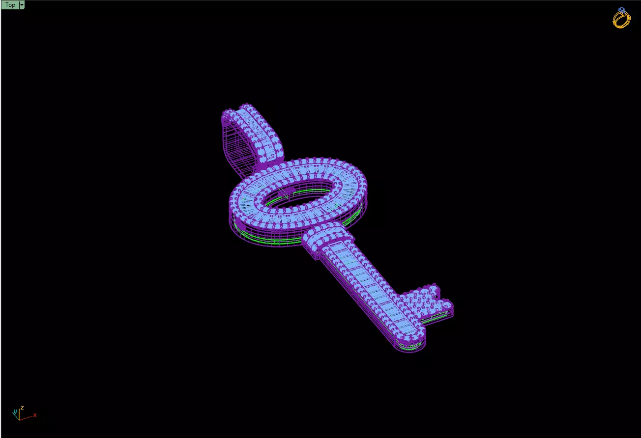 Custom Lock Key Diamond Pendnat - Love Key Nacklace 3D print model_12