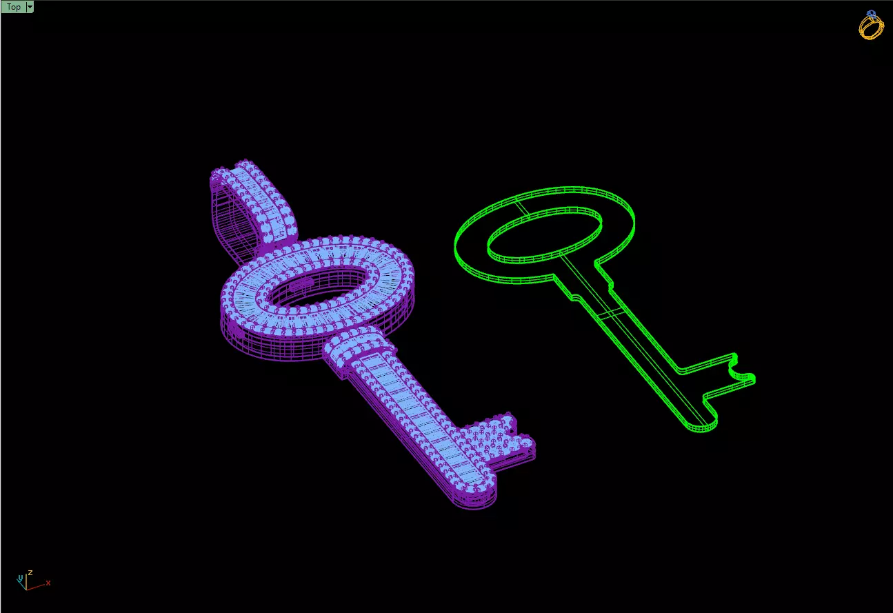 Custom Lock Key Diamond Pendnat - Love Key Nacklace 3D print model_13