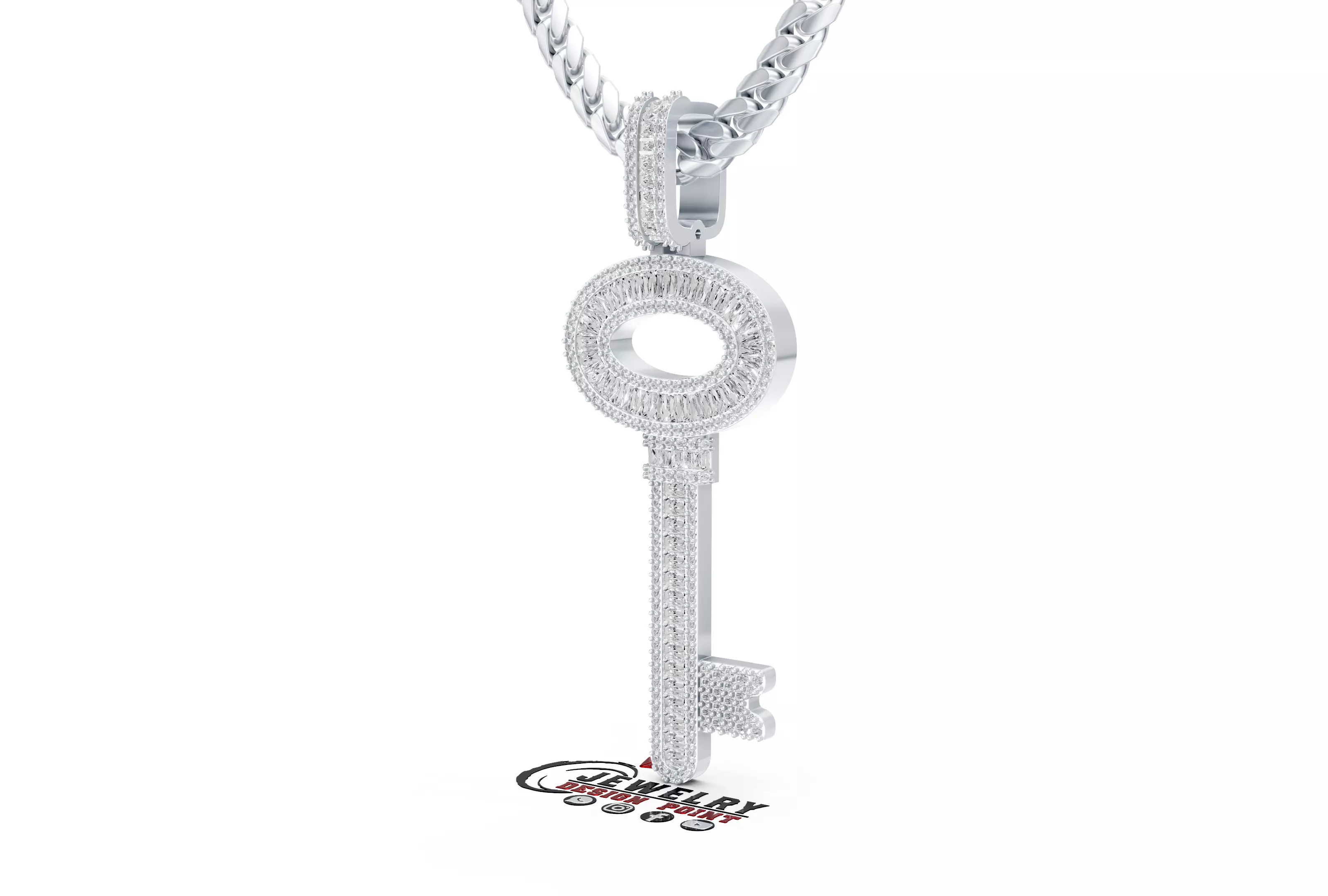 Custom Lock Key Diamond Pendnat - Love Key Nacklace 3D print model_3