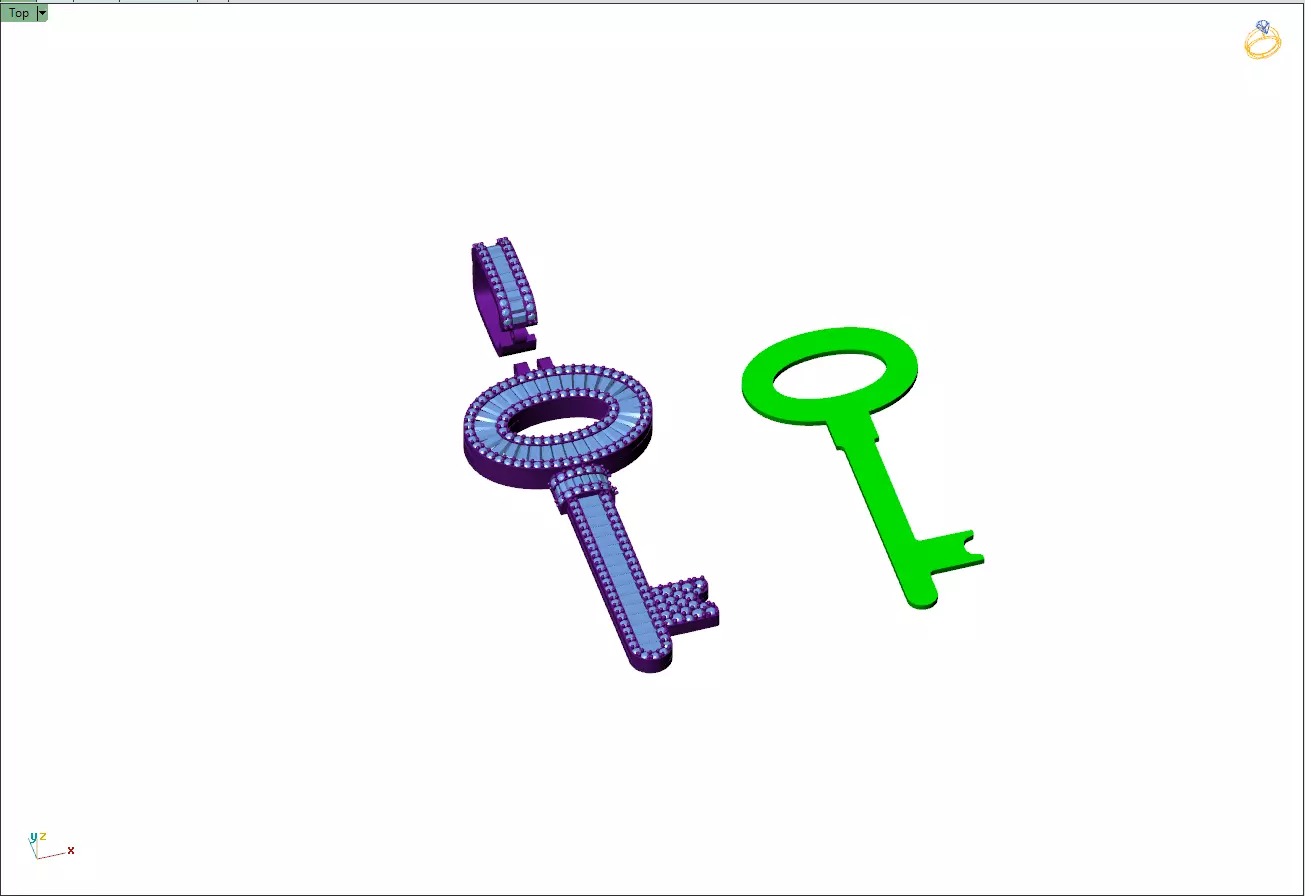 Custom Lock Key Diamond Pendnat - Love Key Nacklace 3D print model_10