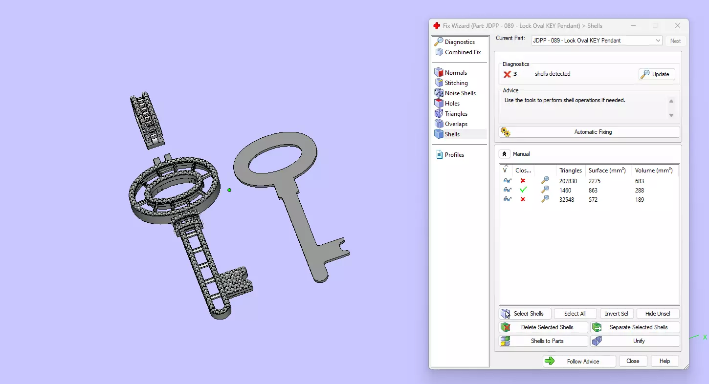 Custom Lock Key Diamond Pendnat - Love Key Nacklace 3D print model_15
