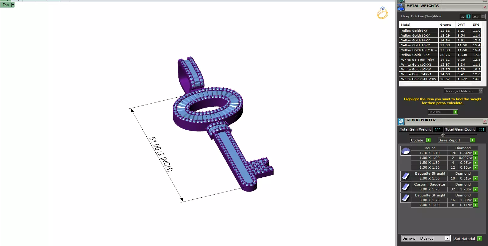 Custom Lock Key Diamond Pendnat - Love Key Nacklace 3D print model_6