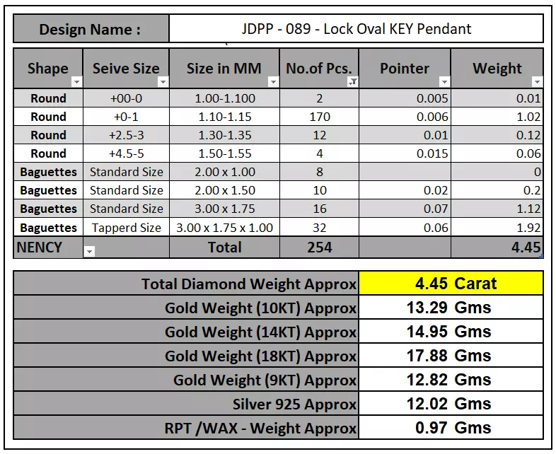 Custom Lock Key Diamond Pendnat - Love Key Nacklace 3D print model_17