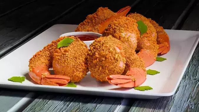 Fried Shrimp 3D model