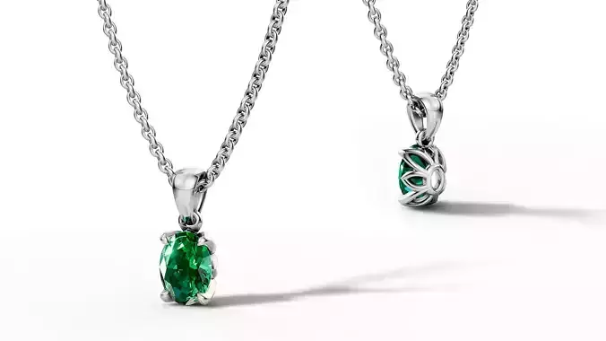 1ct Oval Stone Pendant Necklace 8x6mm Gem 3dmodel 3D print model