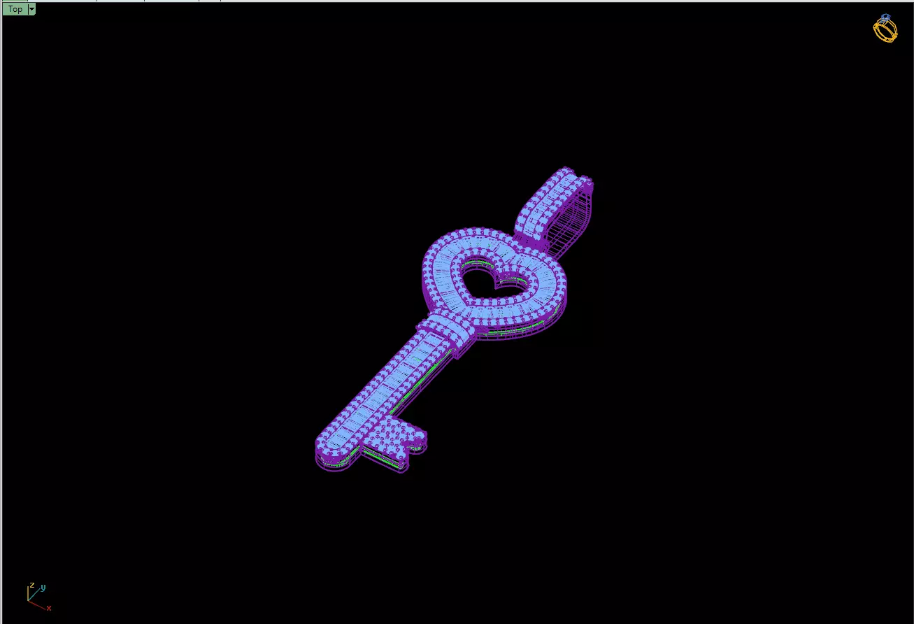 Custom Heart Lock Key Diamond Pendnat - Love Key Nacklace 3D print model_14