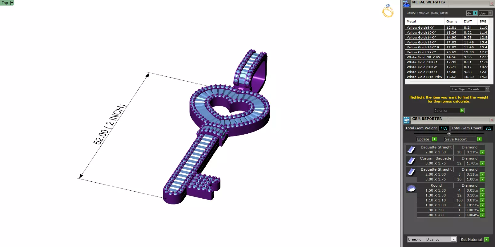 Custom Heart Lock Key Diamond Pendnat - Love Key Nacklace 3D print model_6