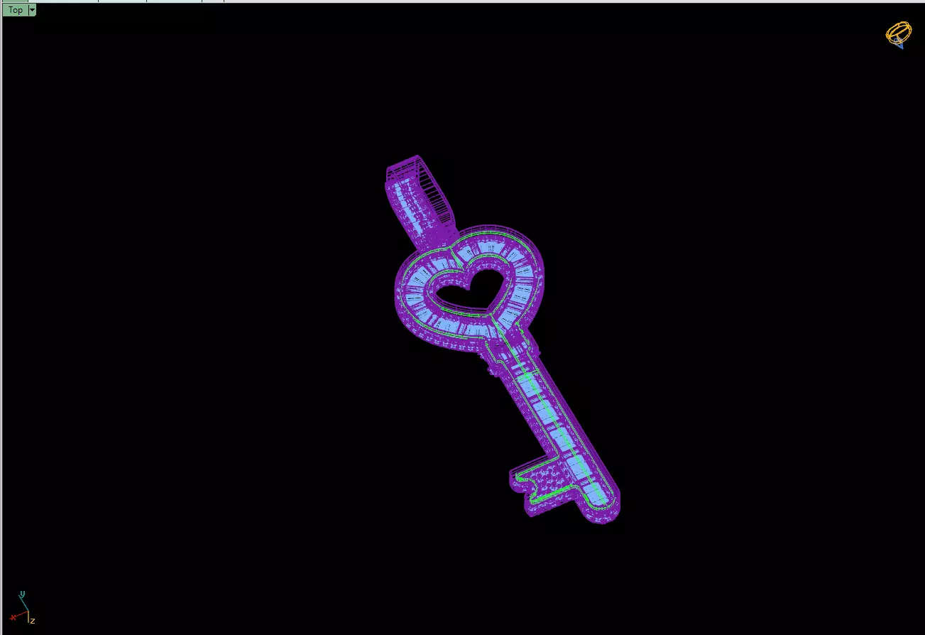 Custom Heart Lock Key Diamond Pendnat - Love Key Nacklace 3D print model_16