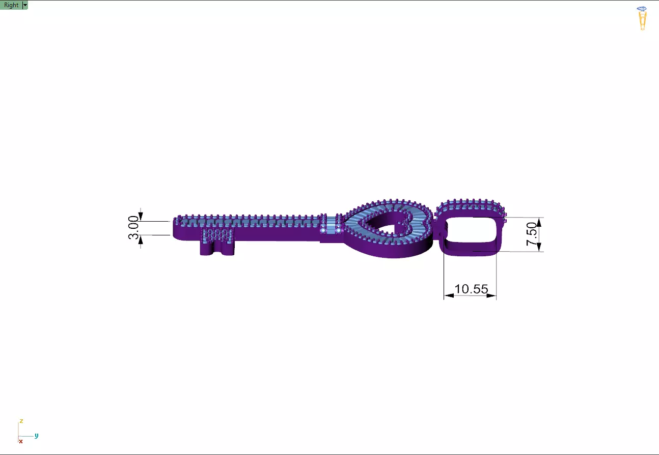 Custom Heart Lock Key Diamond Pendnat - Love Key Nacklace 3D print model_8