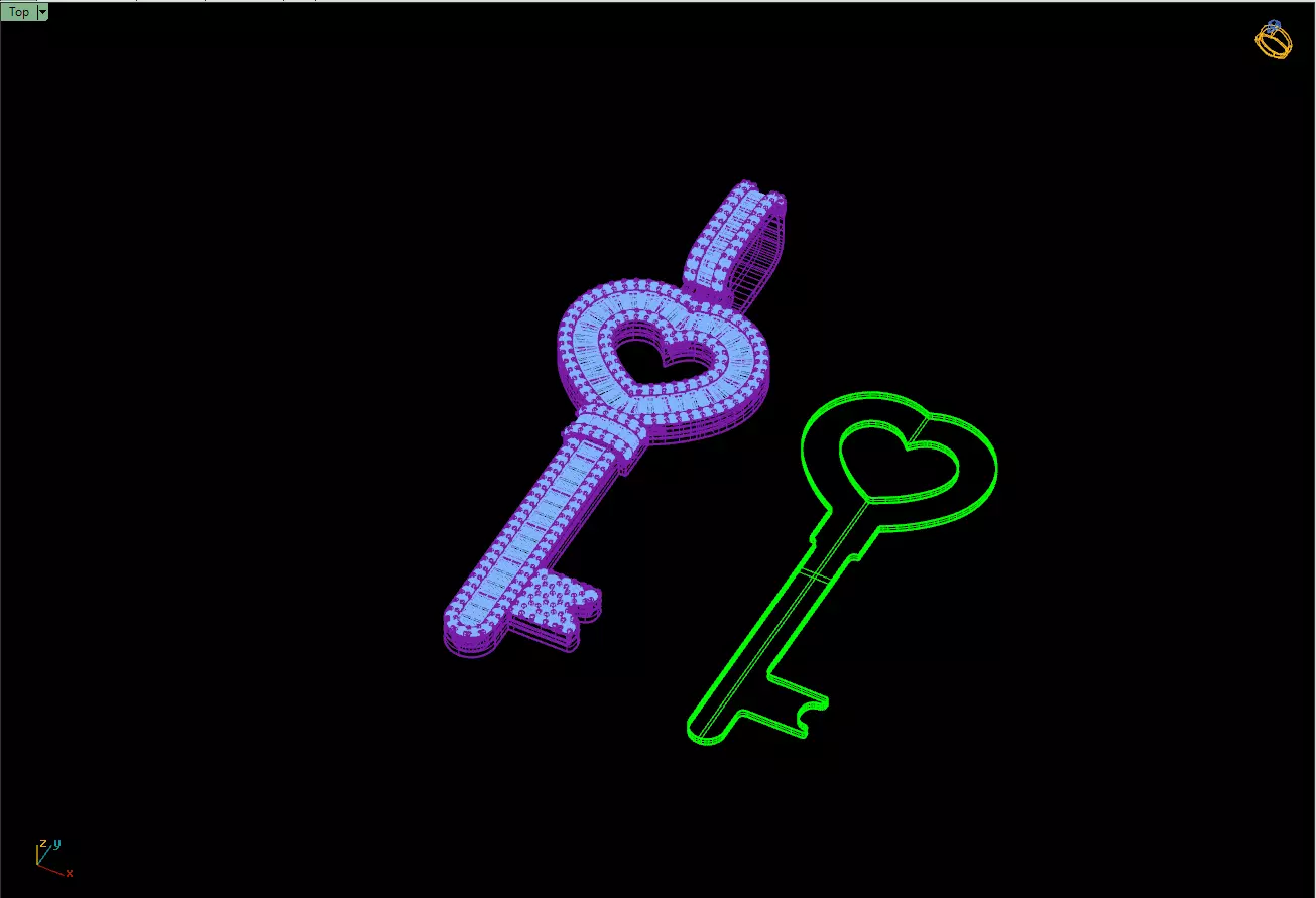 Custom Heart Lock Key Diamond Pendnat - Love Key Nacklace 3D print model_15