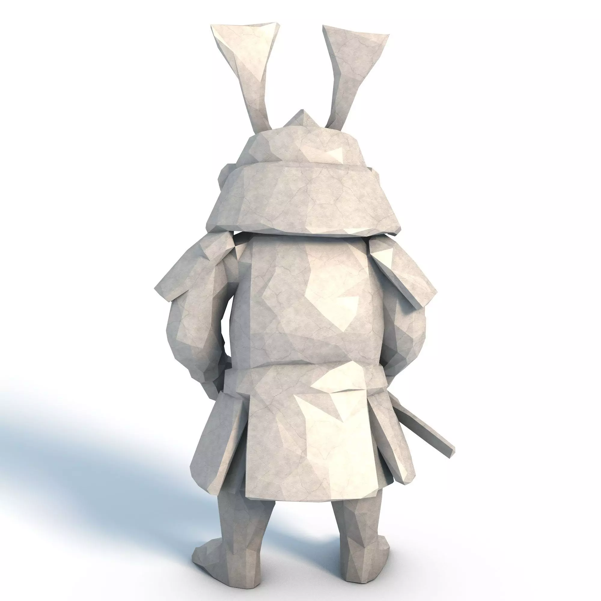 Kawaii Samurai Low Poly 3D print model_5