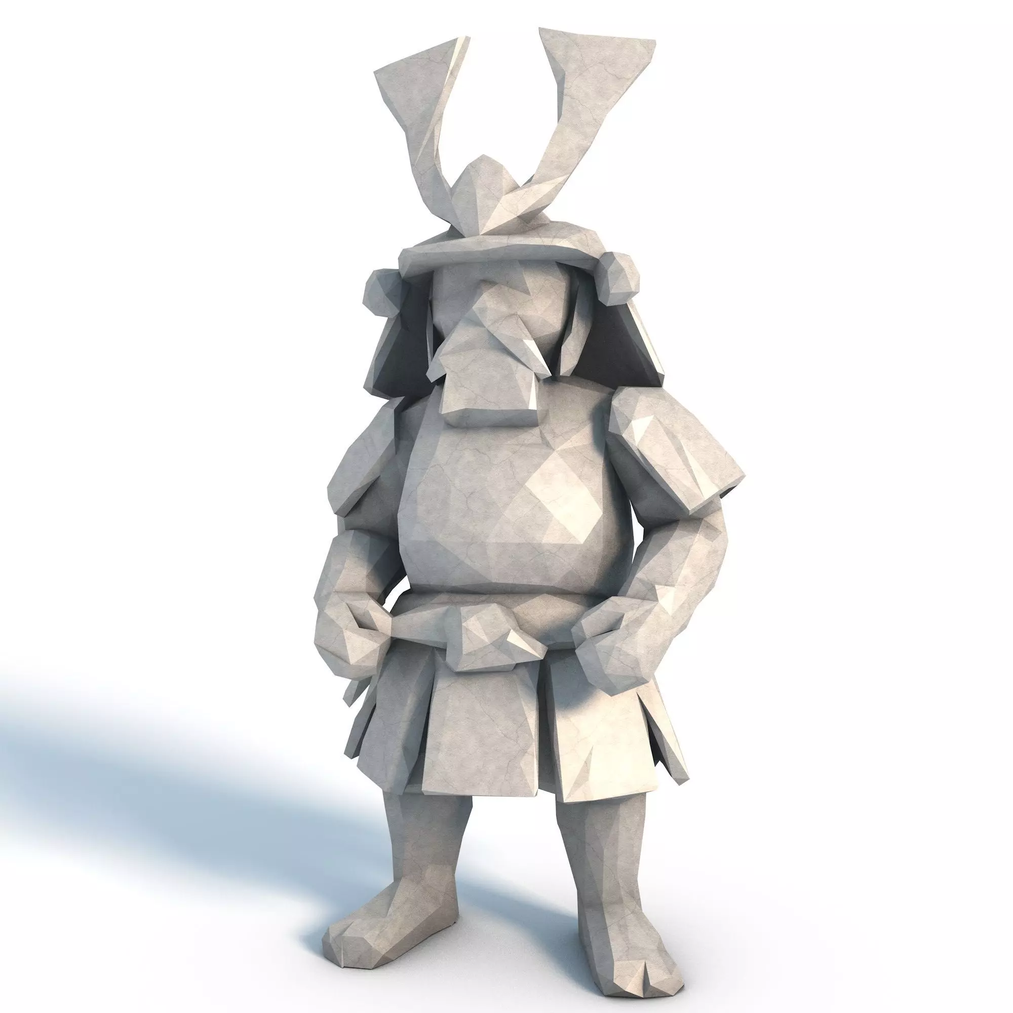 Kawaii Samurai Low Poly 3D print model_0