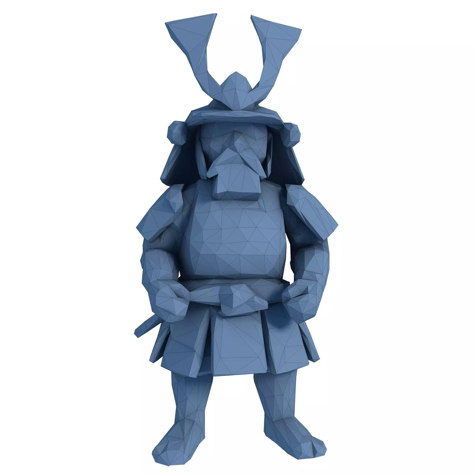 Kawaii Samurai Low Poly 3D print model_9