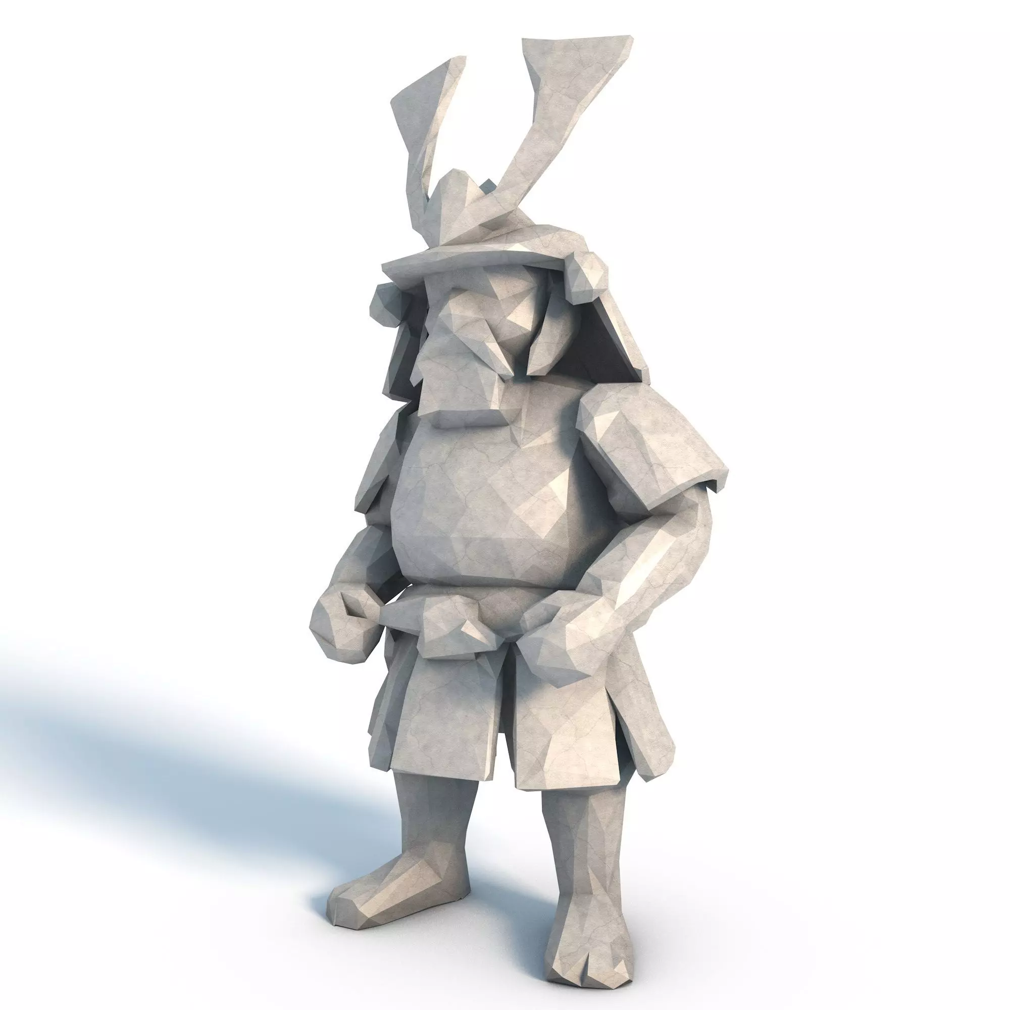 Kawaii Samurai Low Poly 3D print model_2