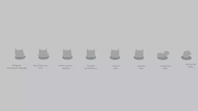 Emoji Statues Cat Faces and Paws Collection 3D print model