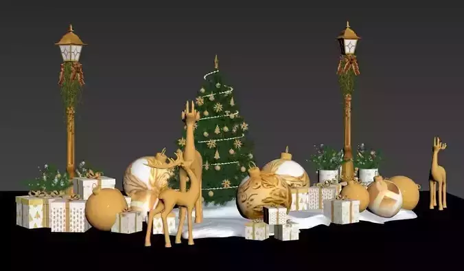 Christmas Mall Display 3D Scene