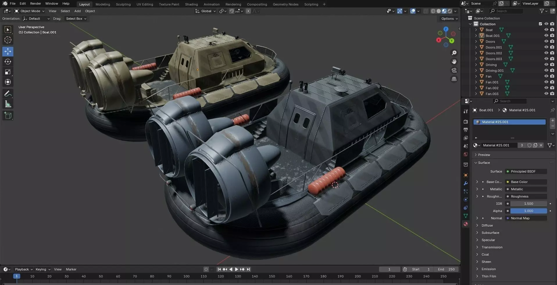 Militery Hovercraft  Low-poly 3D model_22