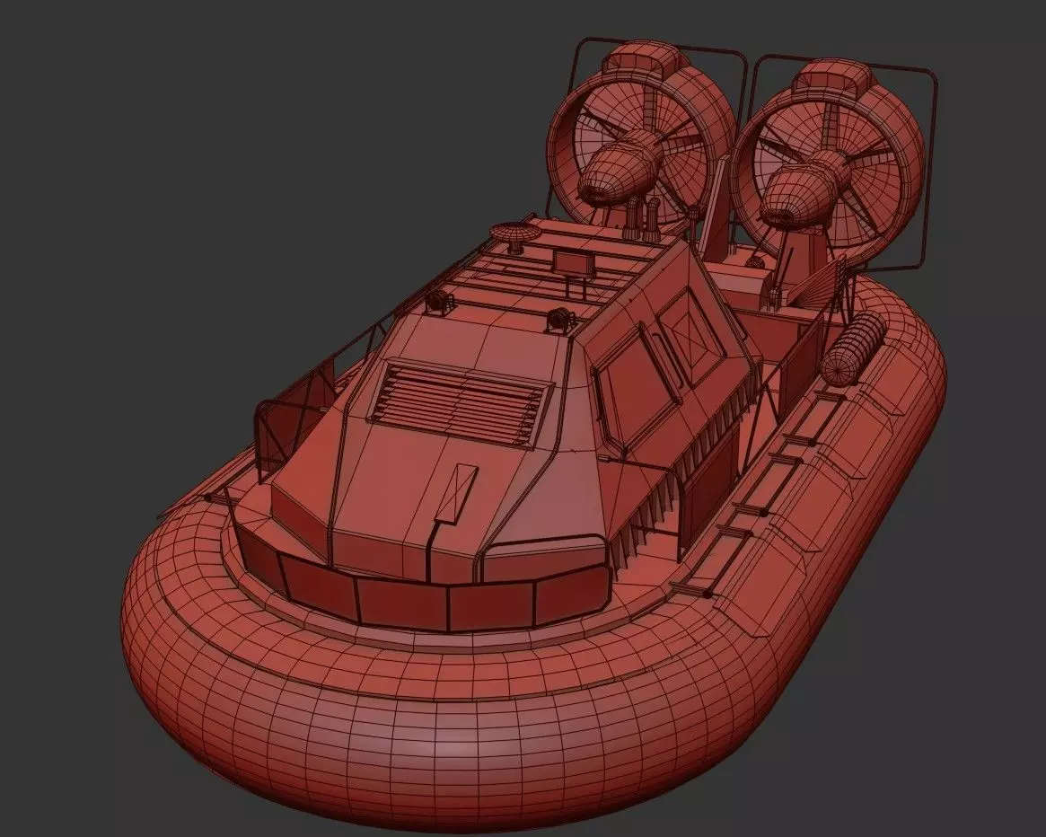 Militery Hovercraft  Low-poly 3D model_27
