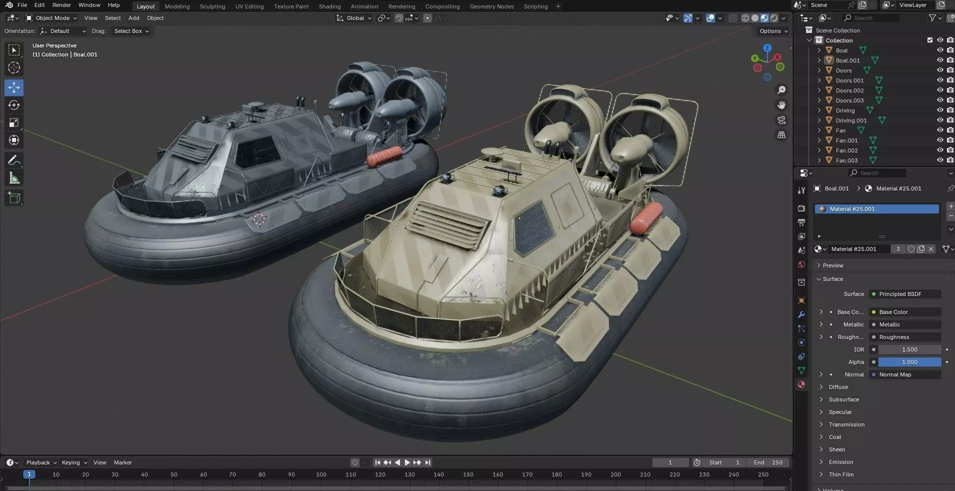Militery Hovercraft  Low-poly 3D model_19