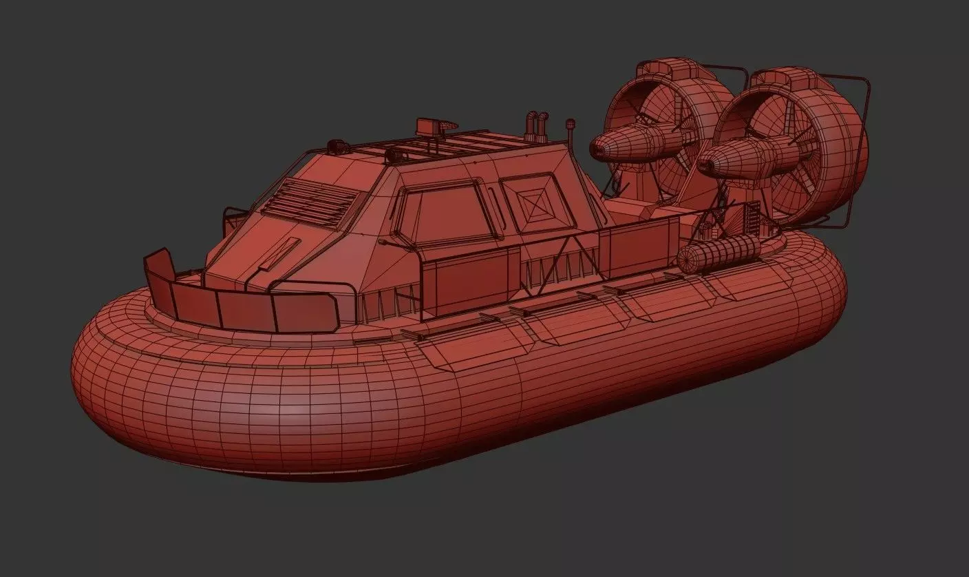 Militery Hovercraft  Low-poly 3D model_24