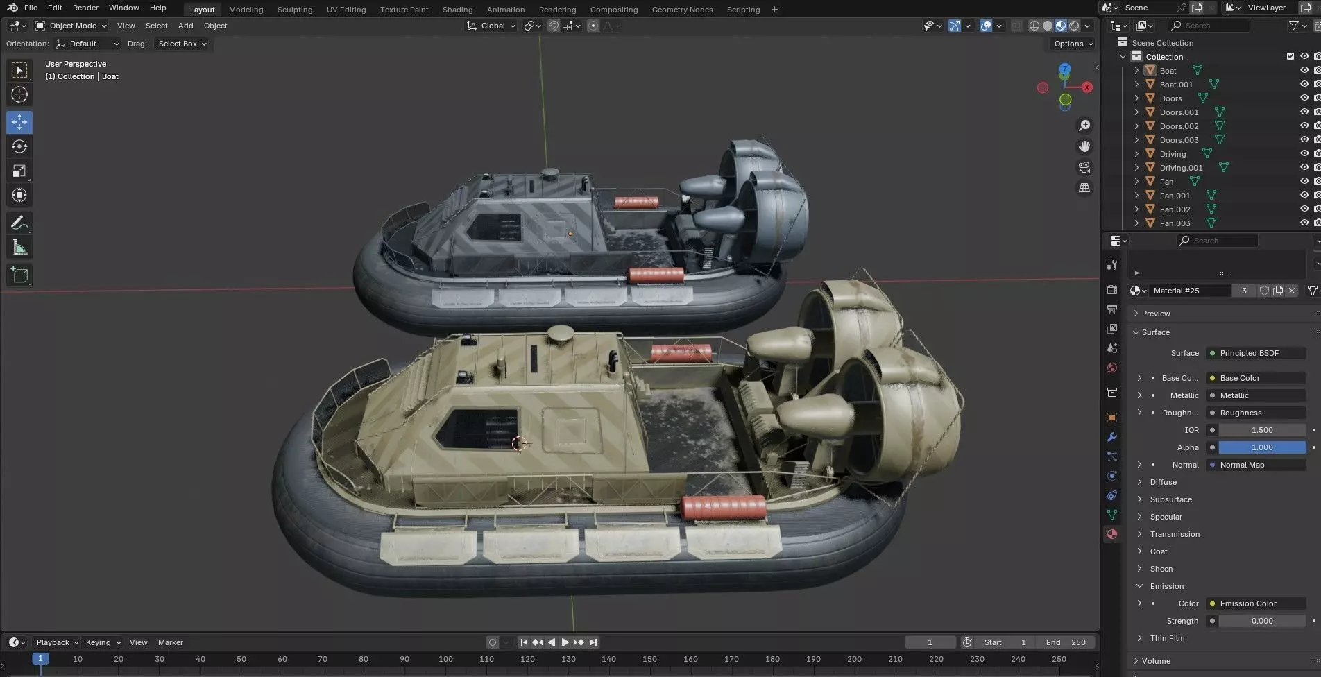 Militery Hovercraft  Low-poly 3D model_23