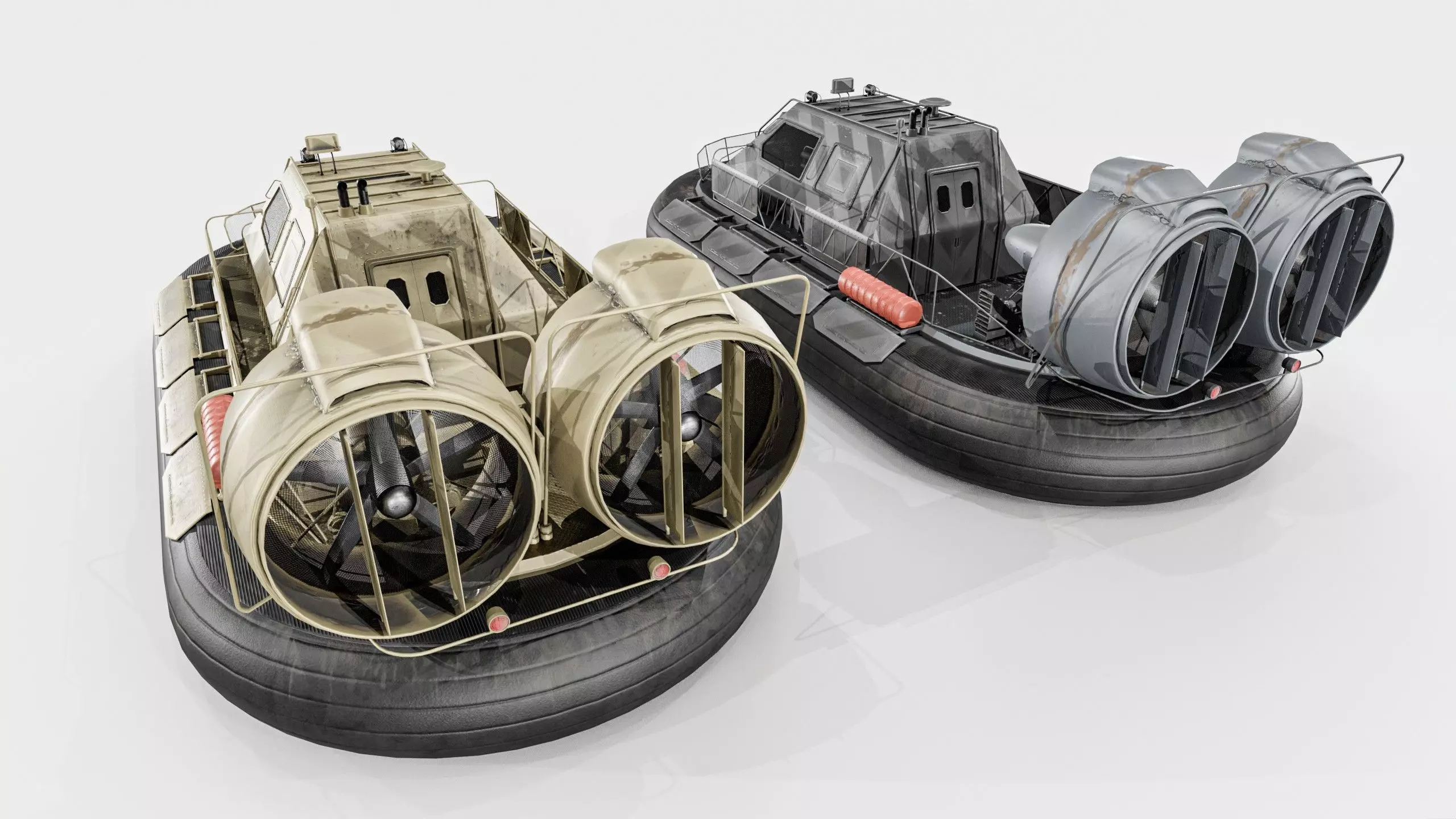 Militery Hovercraft  Low-poly 3D model_2