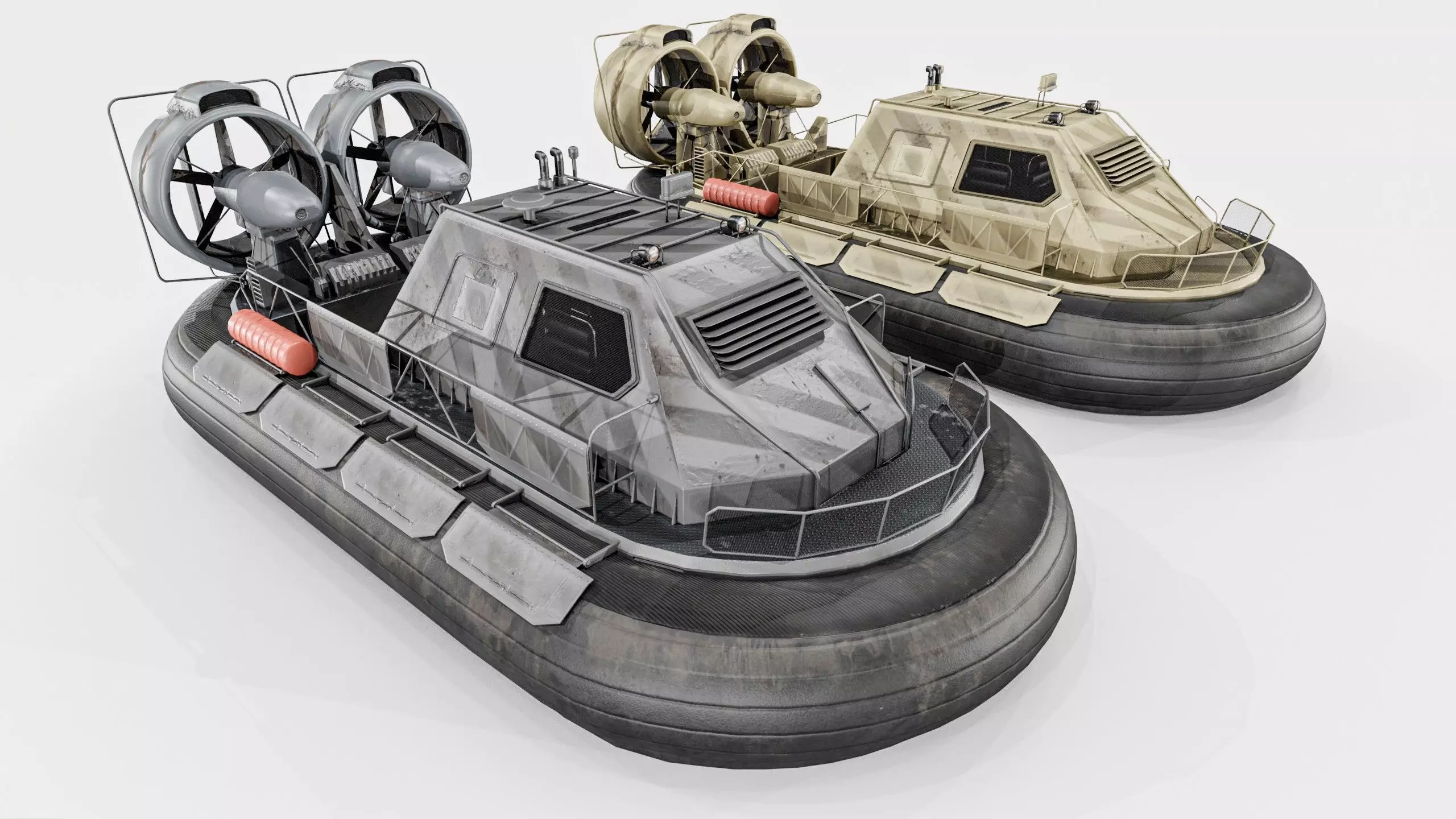 Militery Hovercraft  Low-poly 3D model_3