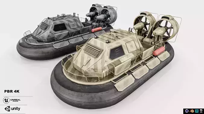 Militery Hovercraft  Low-poly 3D model