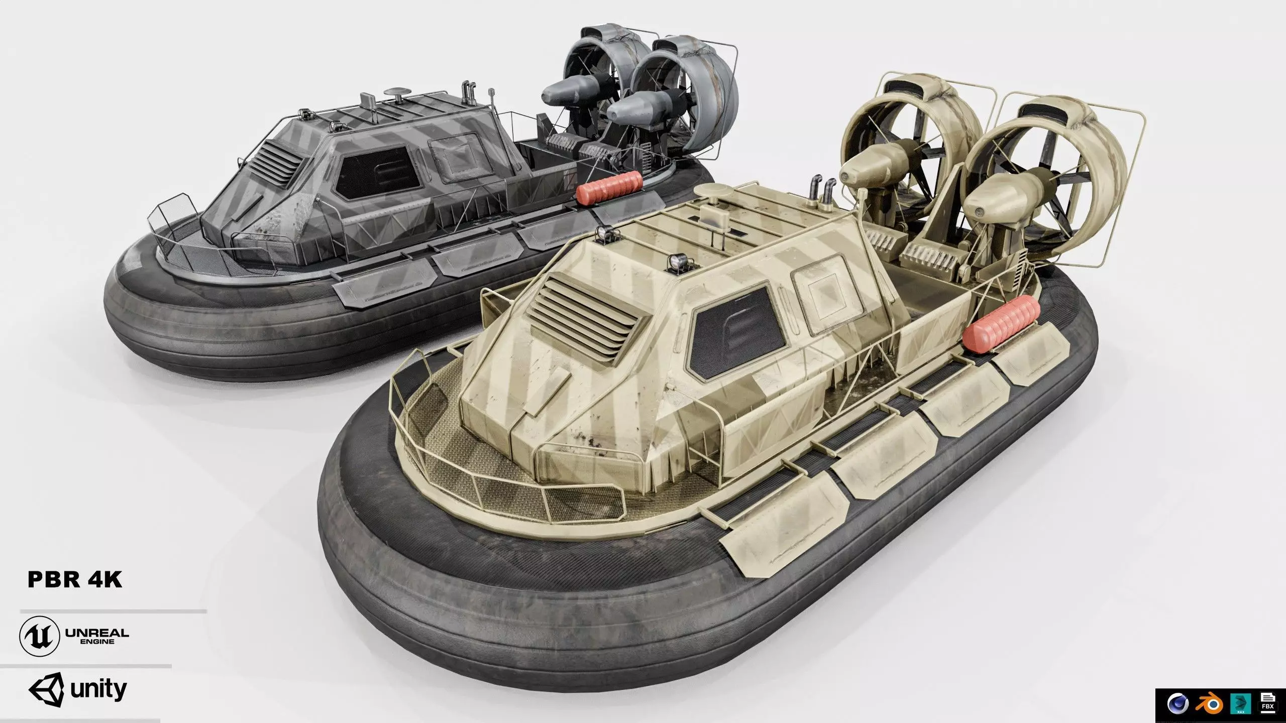 Militery Hovercraft  Low-poly 3D model_0