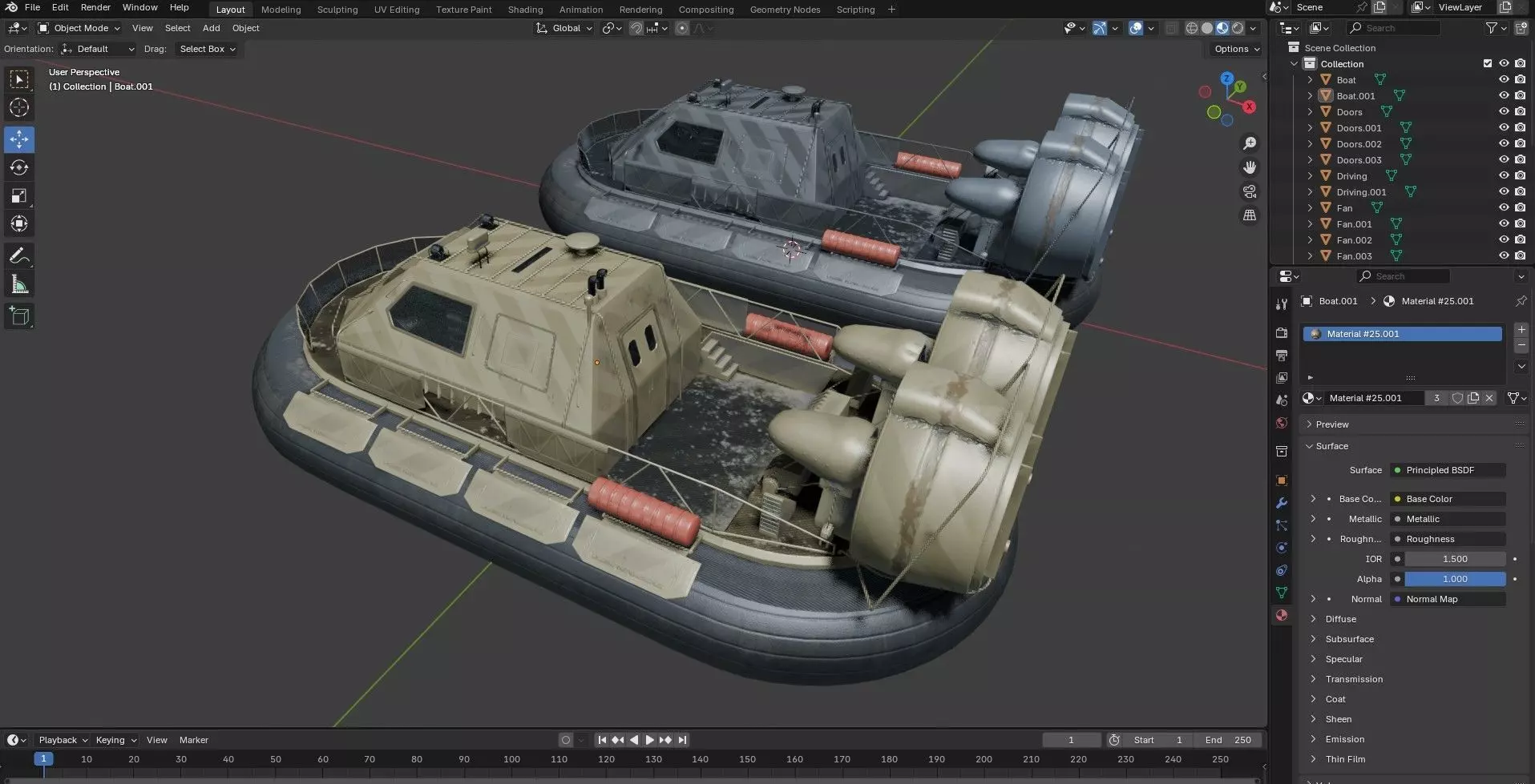 Militery Hovercraft  Low-poly 3D model_20
