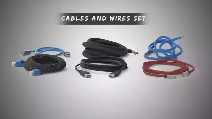 Free Cables and Wires SET 3D model