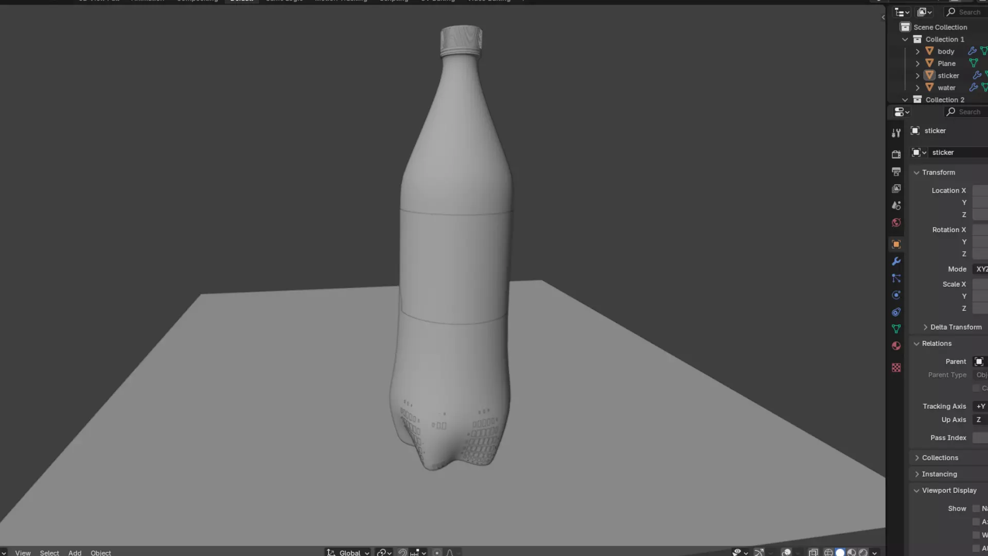Water pet bottle for softdrinks Low-poly 3D model_1
