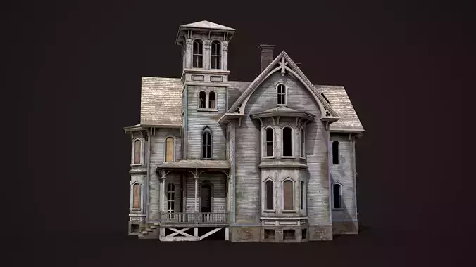 Old Haunted House Low-poly 3D model 3
