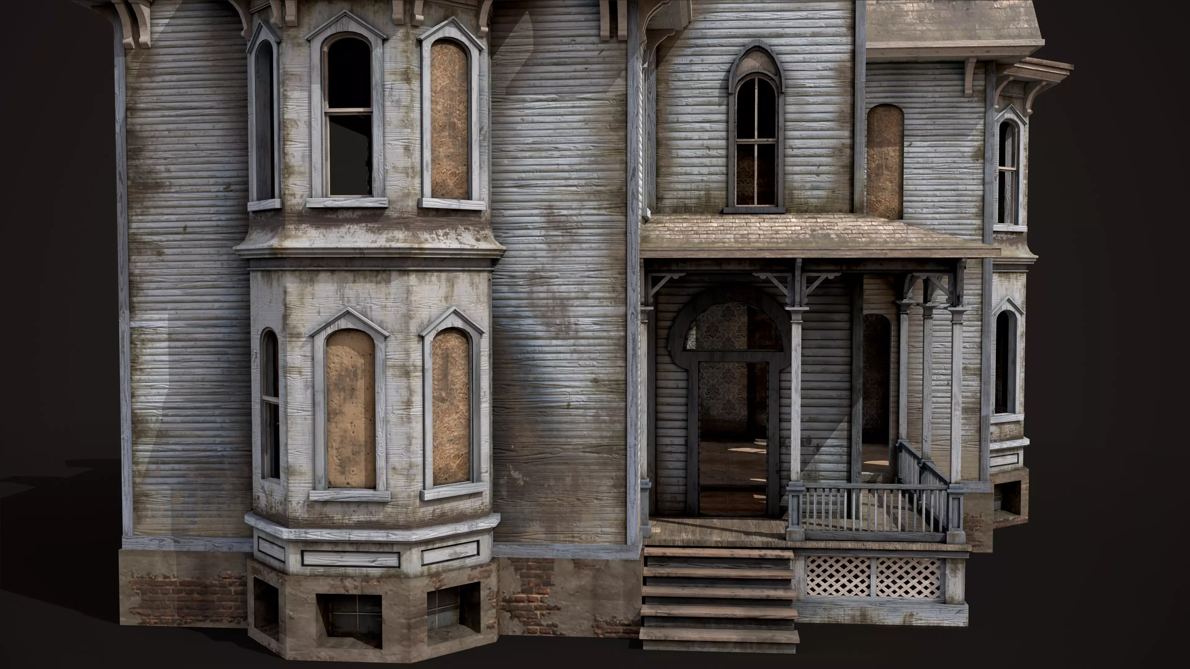Old Haunted House Low-poly 3D model_9