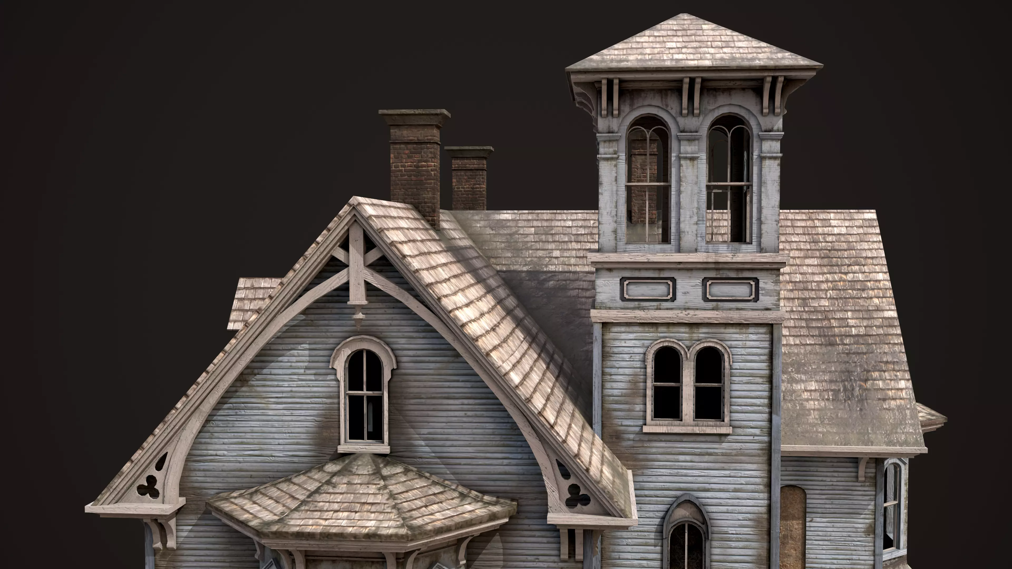 Old Haunted House Low-poly 3D model_8
