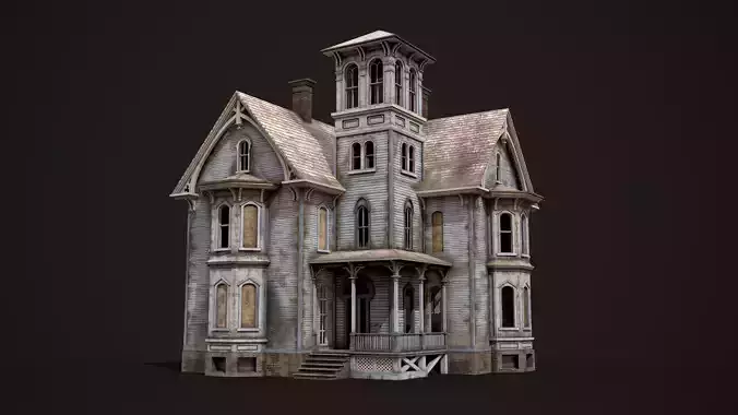 Old Haunted House Low-poly 3D model 2