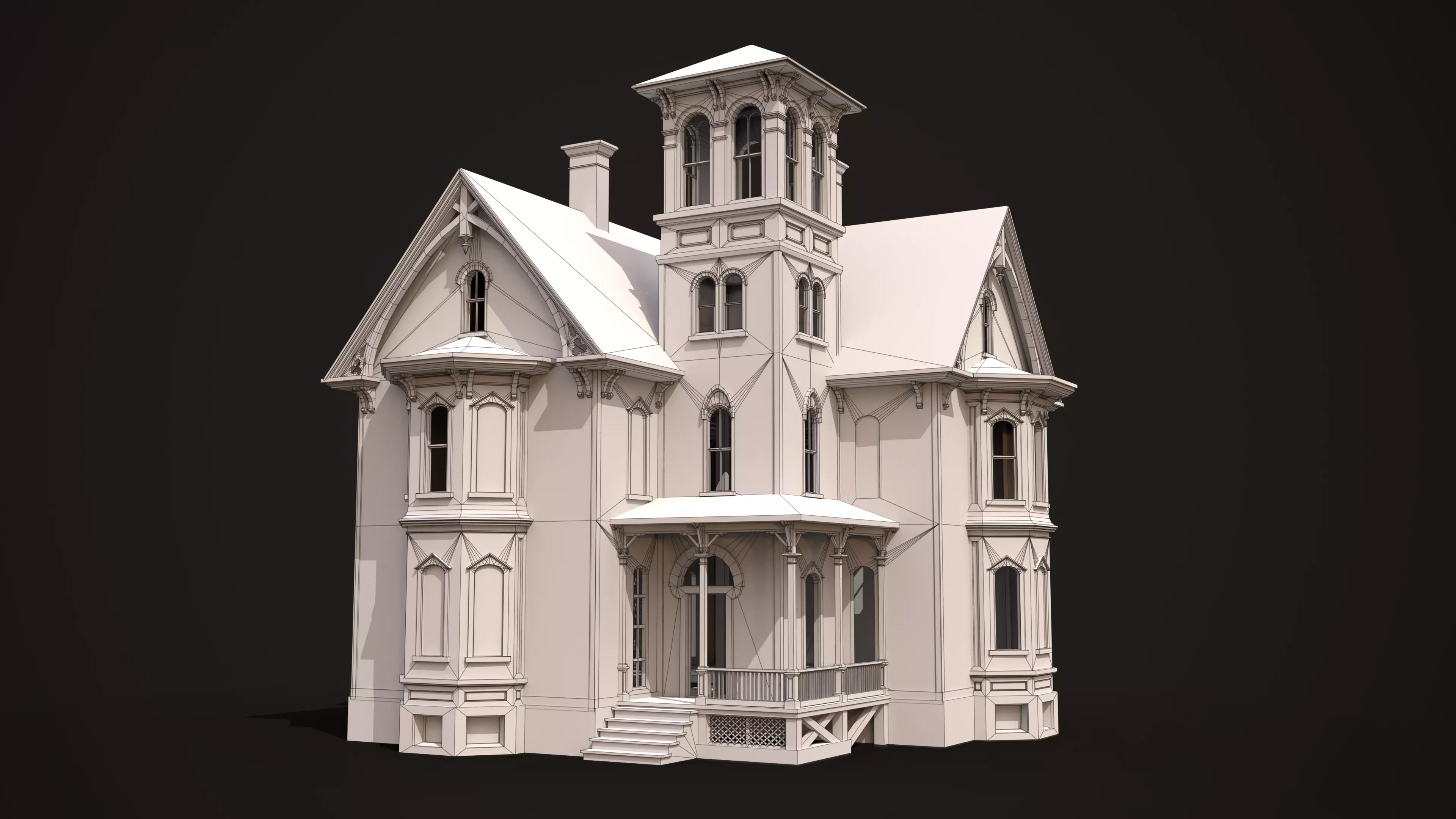 Old Haunted House Low-poly 3D model_16