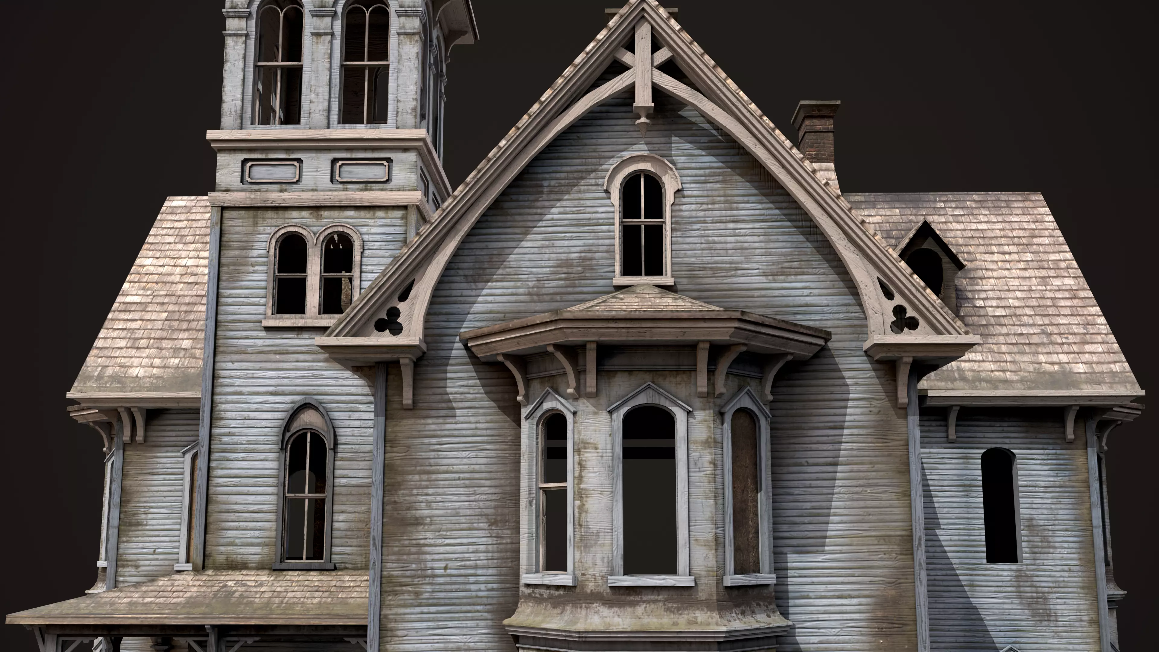 Old Haunted House Low-poly 3D model_11
