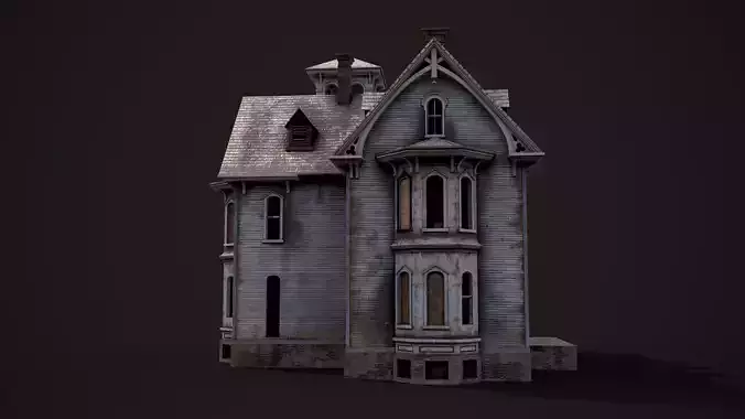 Old Haunted House Low-poly 3D model 5