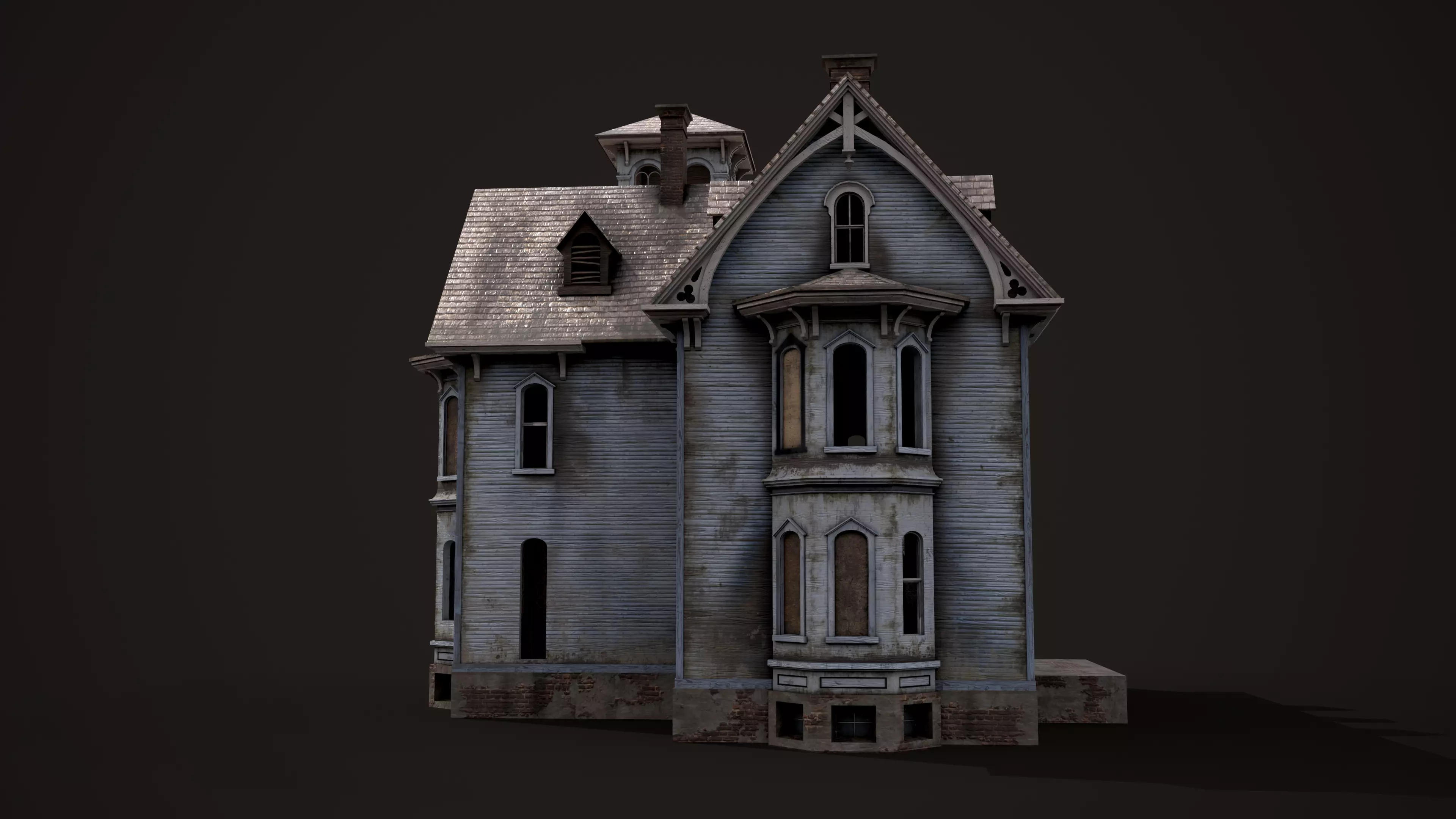 Old Haunted House Low-poly 3D model_4
