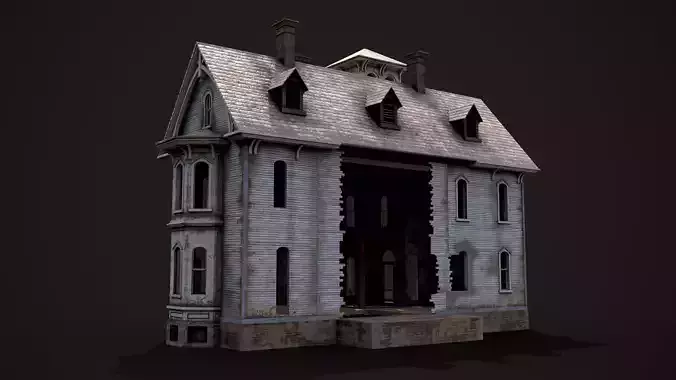 Old Haunted House Low-poly 3D model 6