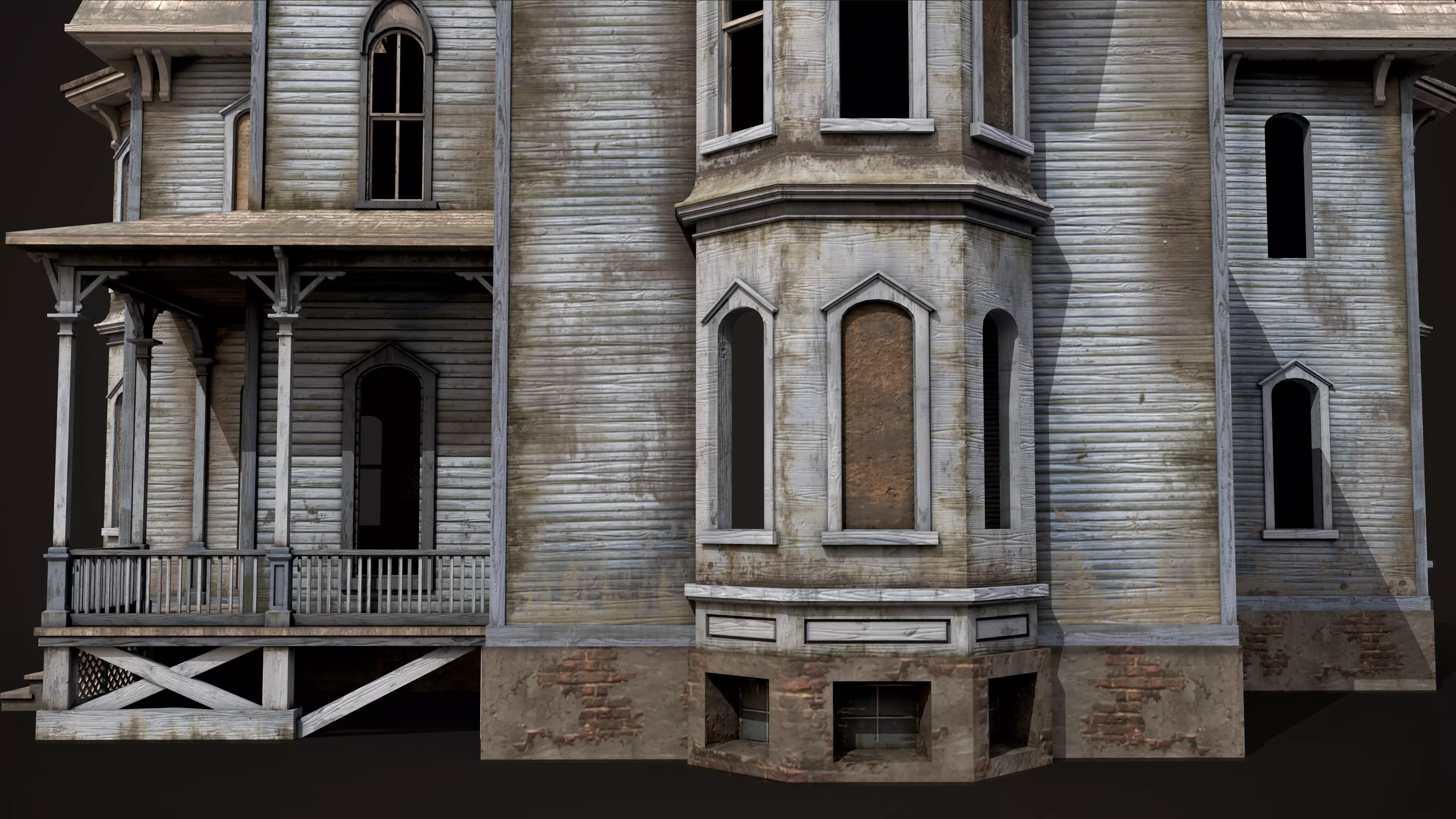 Old Haunted House Low-poly 3D model_10