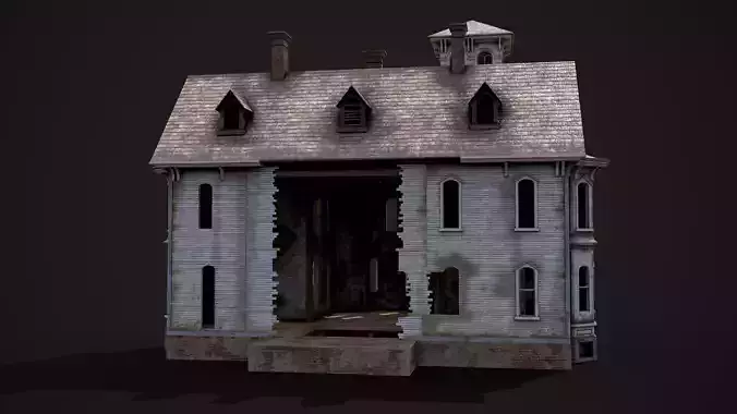 Old Haunted House Low-poly 3D model 7