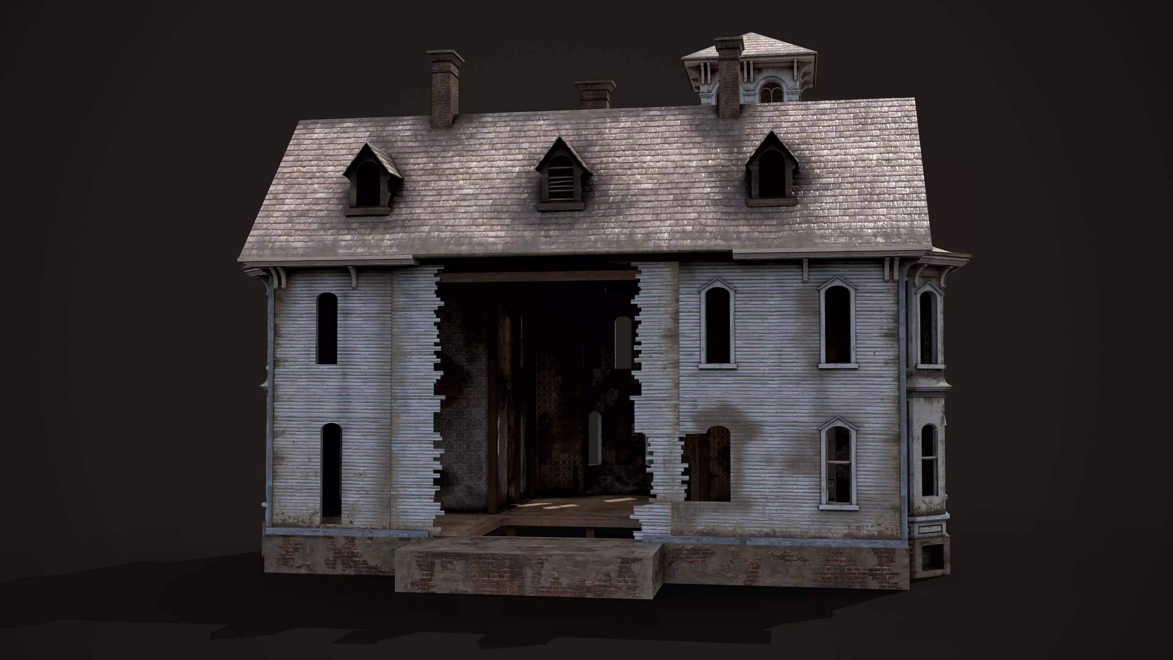 Old Haunted House Low-poly 3D model_6