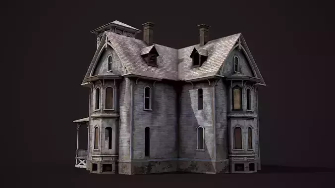 Old Haunted House Low-poly 3D model 4